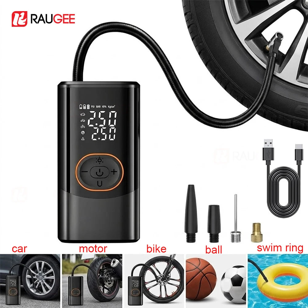 Cordless Tire Inflator – Dual LED Display, 4 Preset Modes, Auto Shut-Off, Fast Inflation