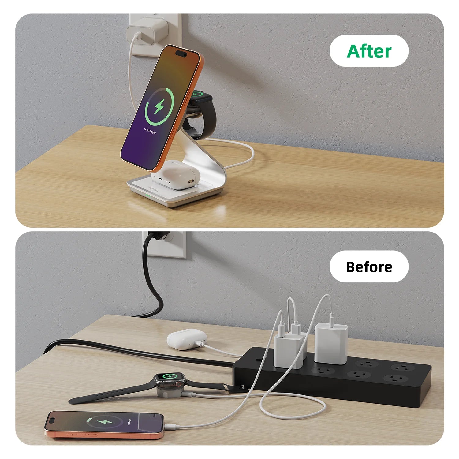 AICO Magnetic 3 in 1 Wireless Charger for iPhone 17/16/15/13/14/12 30W Wireless Charging Station for Apple Watch/AirPods Pro