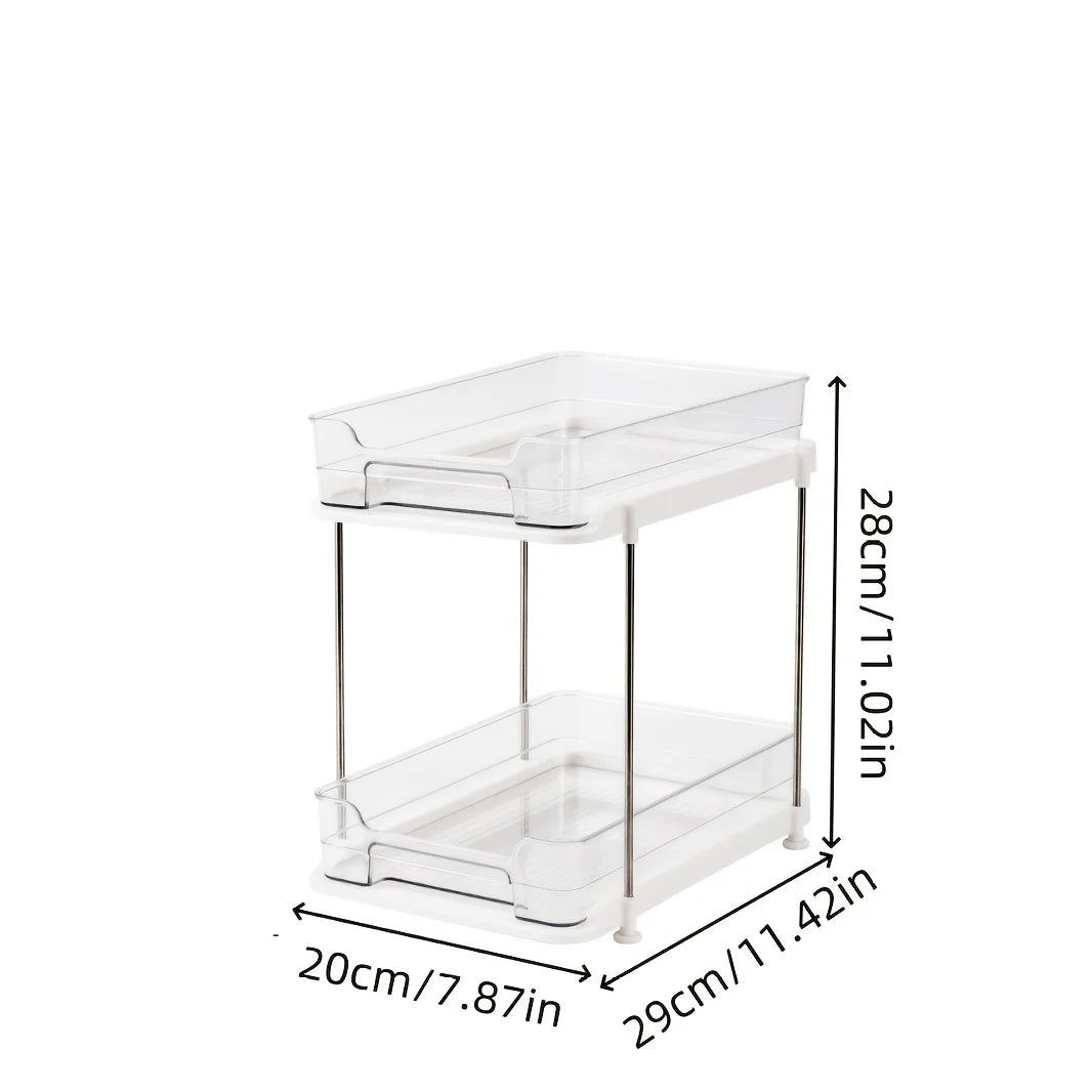 2-Tier Under-Sink Organizer – Sliding Acrylic Cabinet Basket for Kitchen & Bathroom