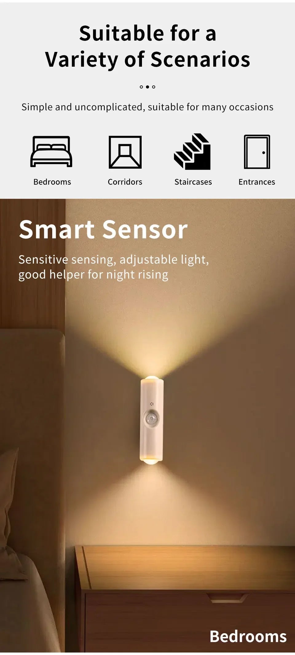 Magnetic LED Night Light – Motion Sensor, 7-Color RGB, USB Rechargeable