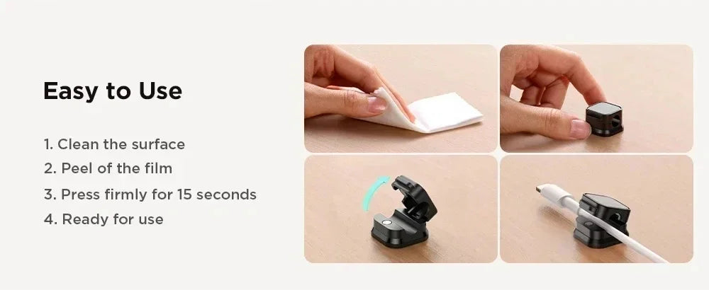 Adhesive Magnetic Cable Clips – Wire & Cord Organizer for Desk, Office & Home