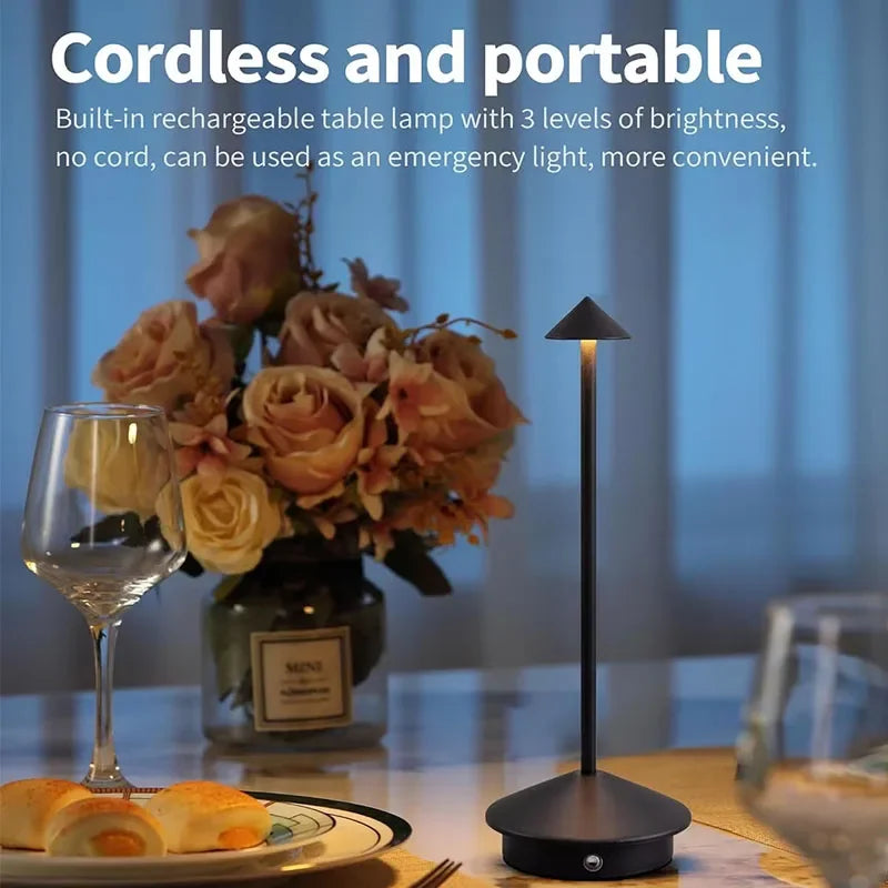 Cordless LED Table Lamp – Rechargeable, Touch Dimmable, Waterproof, Indoor & Outdoor