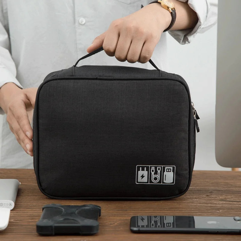 Waterproof Oxford Cable Storage Bag – Portable USB & Charger Travel Organizer