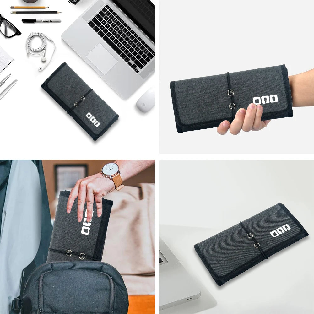 Roll-Up Electronics Organizer Pouch – Travel Cable, Charger & Accessories Carry Case