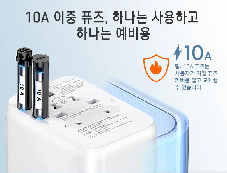 LENCENT Universal Travel Adapter – 3 USB + USB-C PD, All-in-One EU/UK/USA/AUS Plug