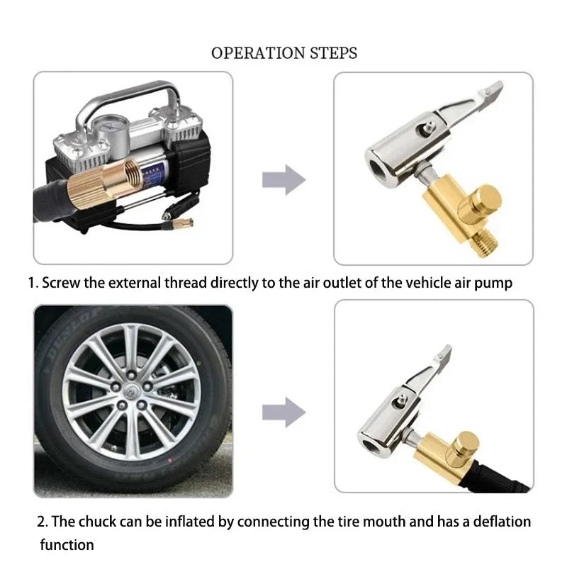 Tire Air Chuck with Barb Connector – Zinc Alloy Inflator Chuck for Car Hose Repair