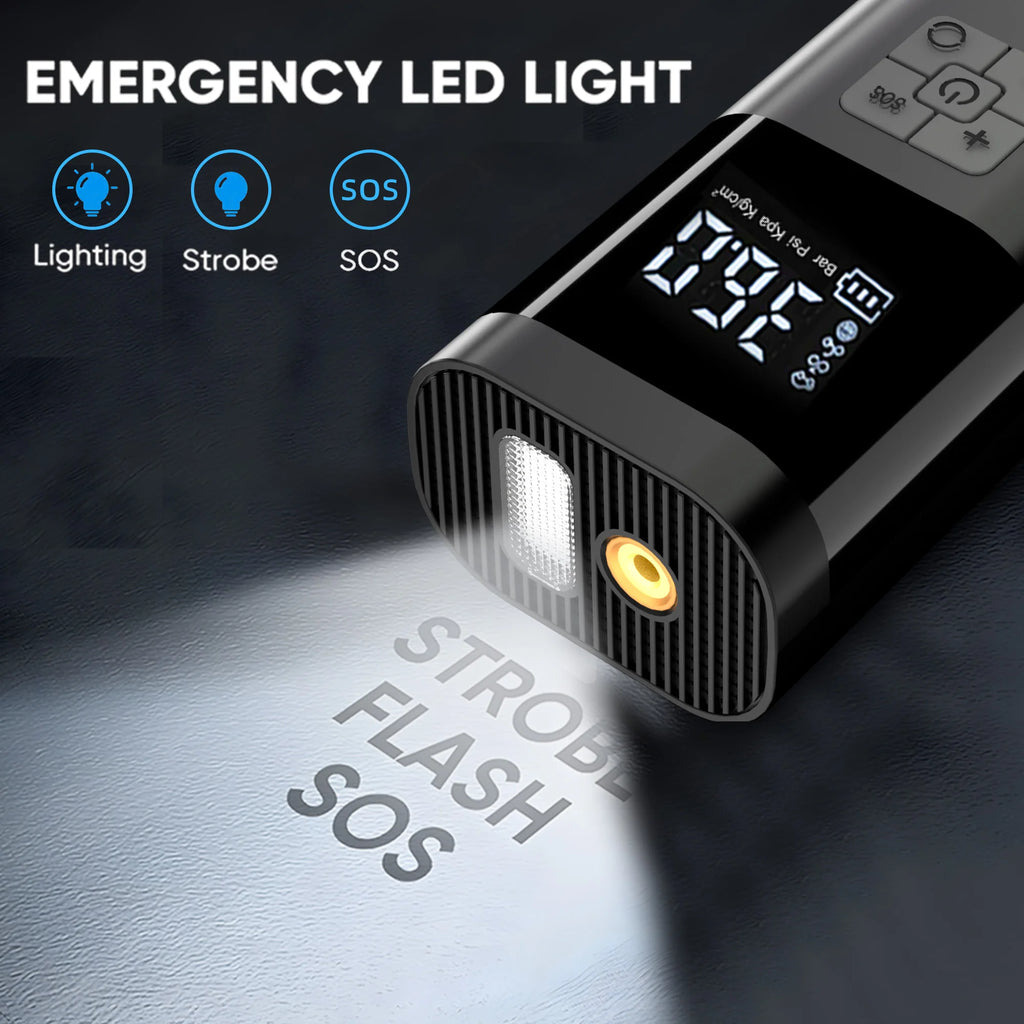 STSCELZ Cordless Tire Inflator – 150 PSI, 3X Faster, Digital Gauge & LED Light
