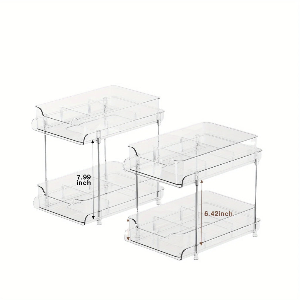 2-Tier Under-Sink Organizer – Sliding Acrylic Cabinet Basket for Kitchen & Bathroom