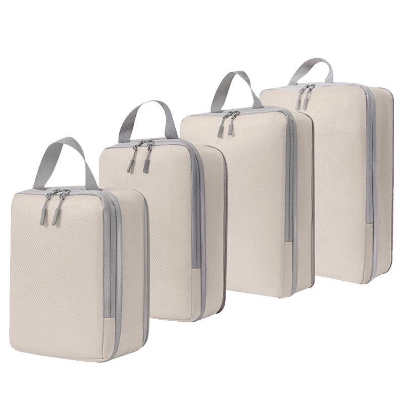 4-Piece Compression Packing Cubes Set – Waterproof Travel Luggage Organizers (S/M/L/XL)