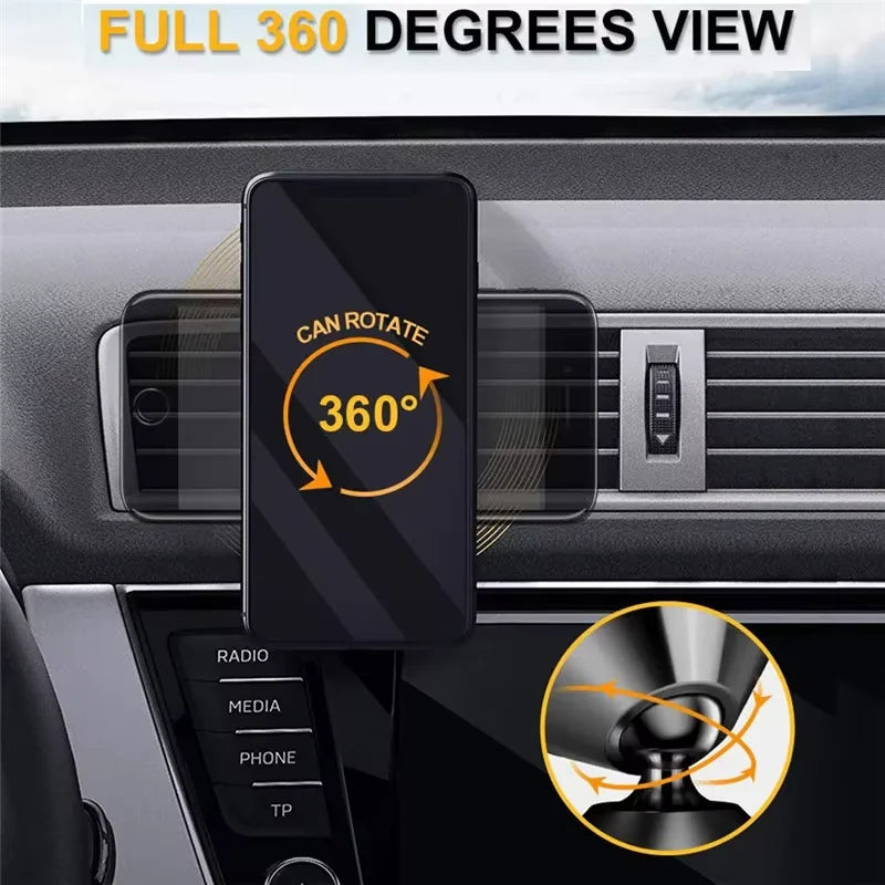 Magnetic Car Phone Holder – Air Vent Clip Mount, 360° Adjustable, Universal Fit