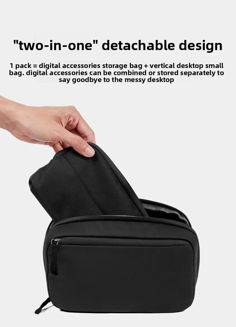 2-in-1 Tech Organizer Pouch – Detachable Double-Layer Cable & Electronics Storage Bag