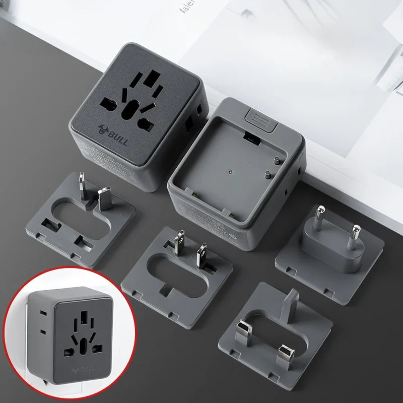 Compact Universal Travel Adapter – 1 USB-A + 1 USB-C, Portable Plug Converter