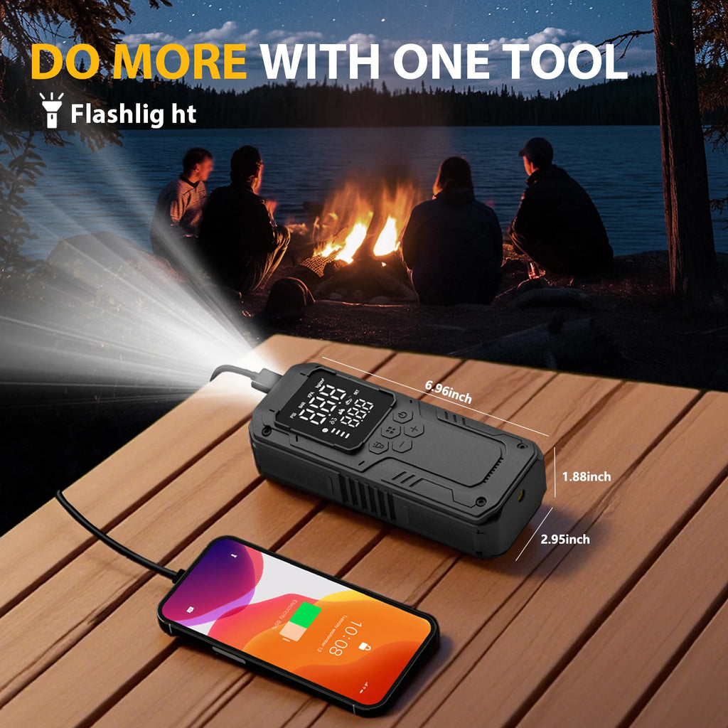 CHPOWKIT Wireless Tire Inflator – 150 PSI, Built-in Battery, Power Bank & Auto-Stop