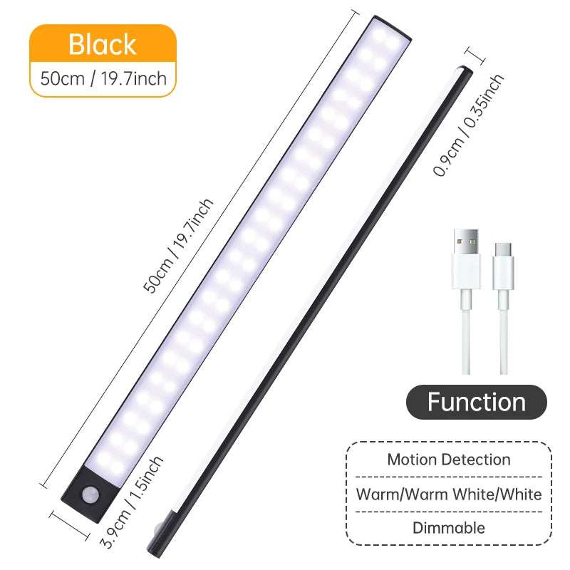 Wireless LED Cabinet Light – Motion Sensor, USB Rechargeable, 3-Color