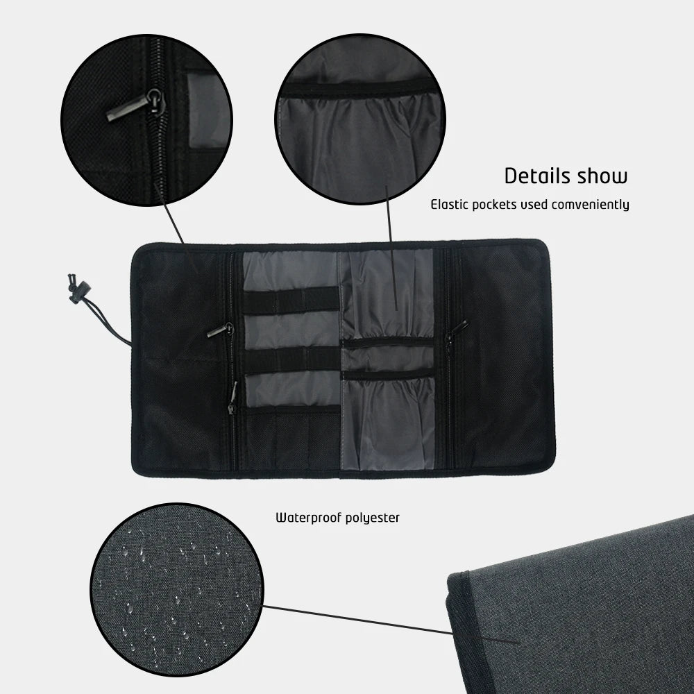 Roll-Up Electronics Organizer Pouch – Travel Cable, Charger & Accessories Carry Case