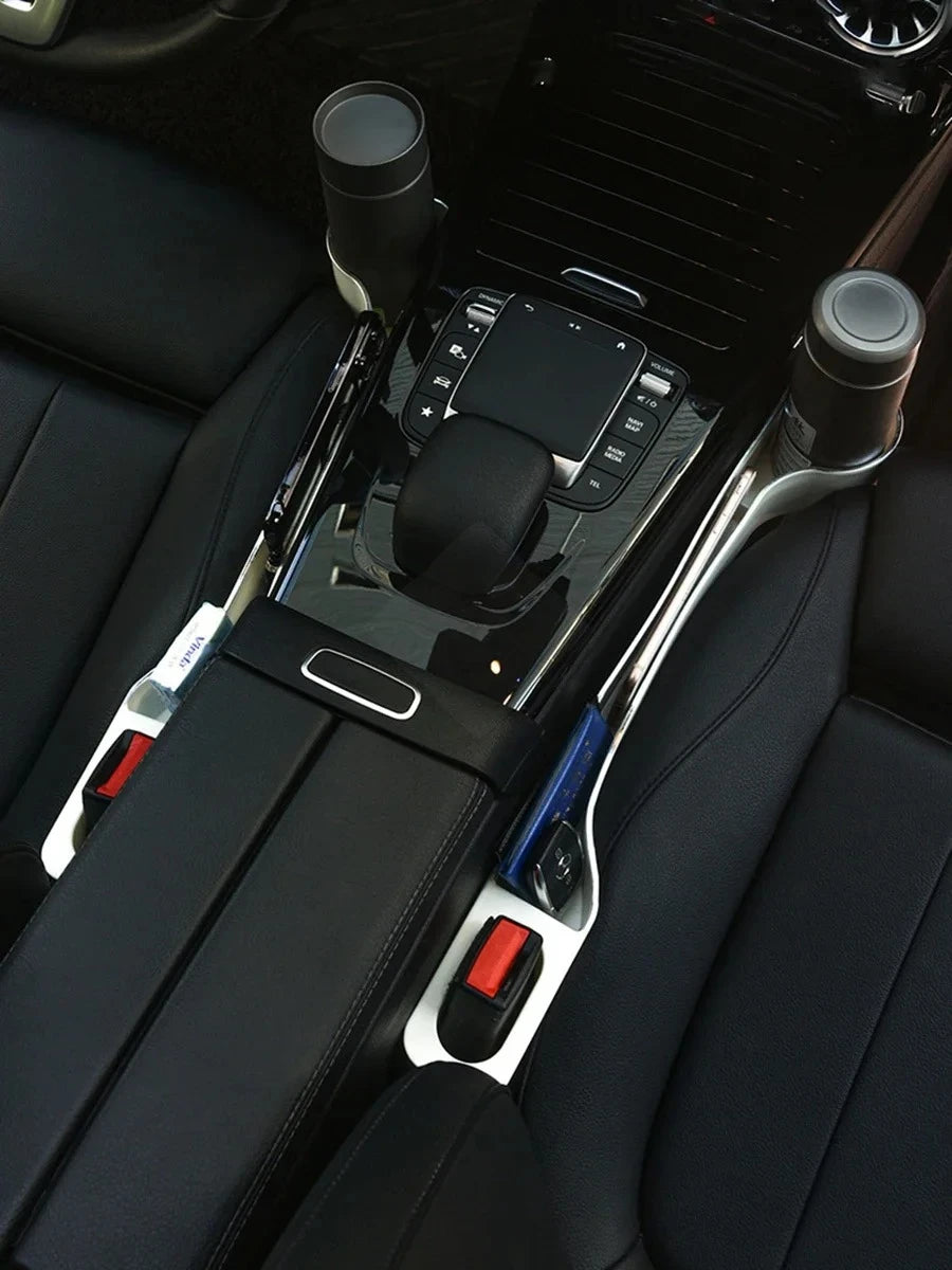 Car Seat Gap Filler Organizer 2-Pack – with Cup Holder & Phone Holder, Universal Fit