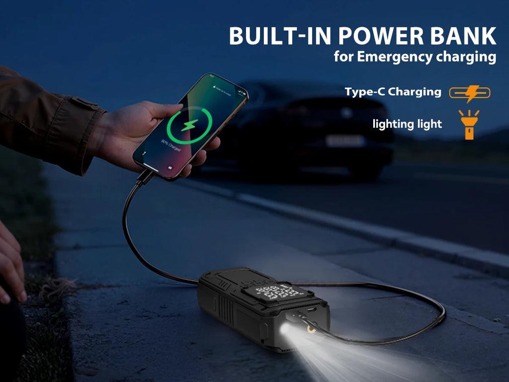 CHPOWKIT Wireless Tire Inflator – 150 PSI, Built-in Battery, Power Bank & Auto-Stop
