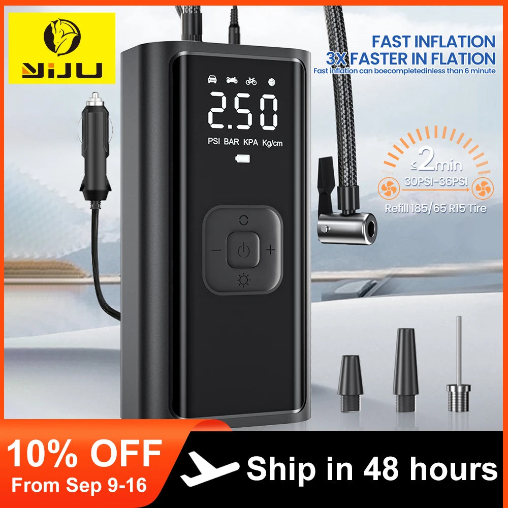 Portable Car Tire Inflator – 150 PSI Fast Air Compressor for Cars, Motorcycles, Bikes & Balls