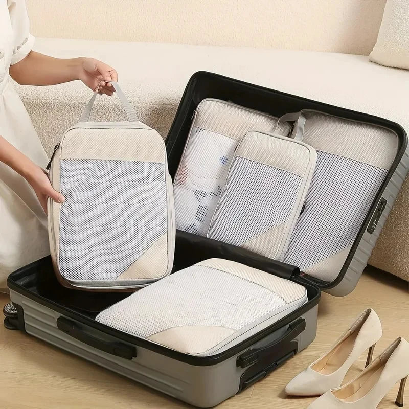 3-Piece Travel Compression Packing Cubes – Carry-On Luggage Organizer Set