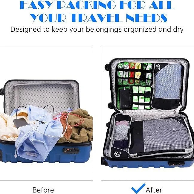 Mesh Compression Packing Cube Set – Expandable Travel Luggage Organizers for Trips