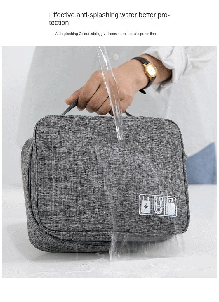 Waterproof Oxford Cable Storage Bag – Portable USB & Charger Travel Organizer