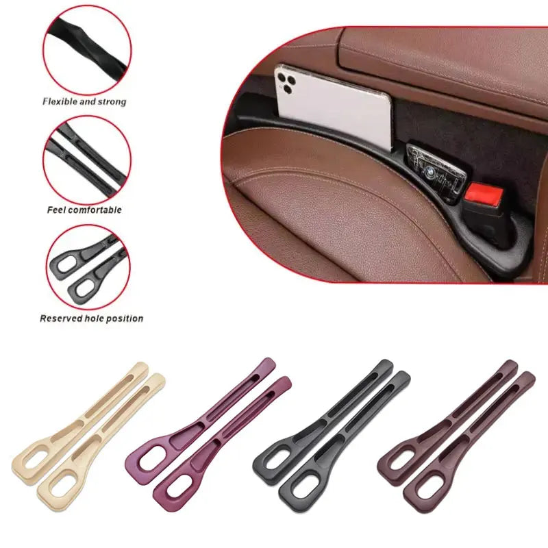 Waterproof Car Seat Gap Filler Strip 2-Pack – EVA Plug with 2 Grooves, Seatbelt-Safe