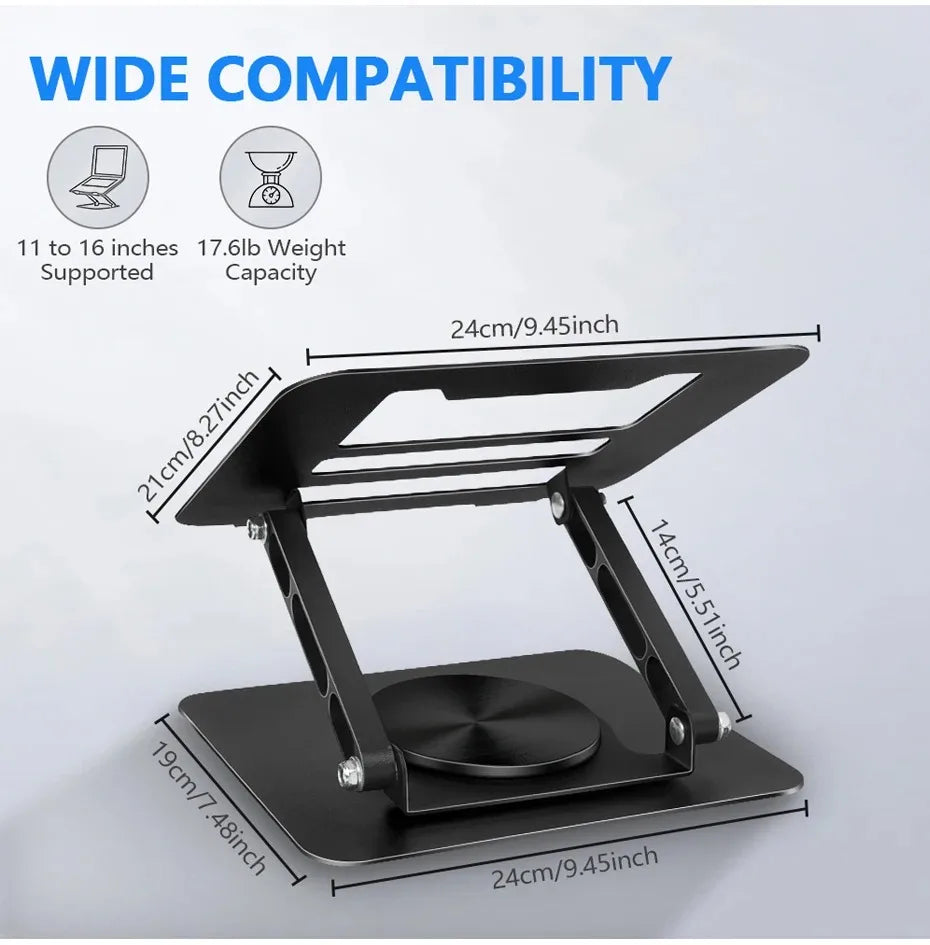 Foldable Laptop Stand – 360° Rotating Base, Adjustable & Ergonomic