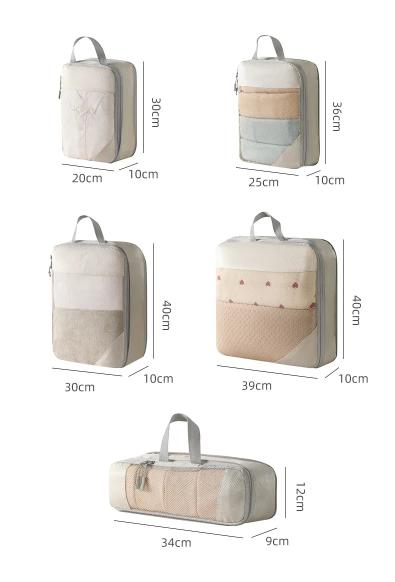 Expandable Compression Packing Cubes – Lightweight Travel Organizer Set for Suitcases