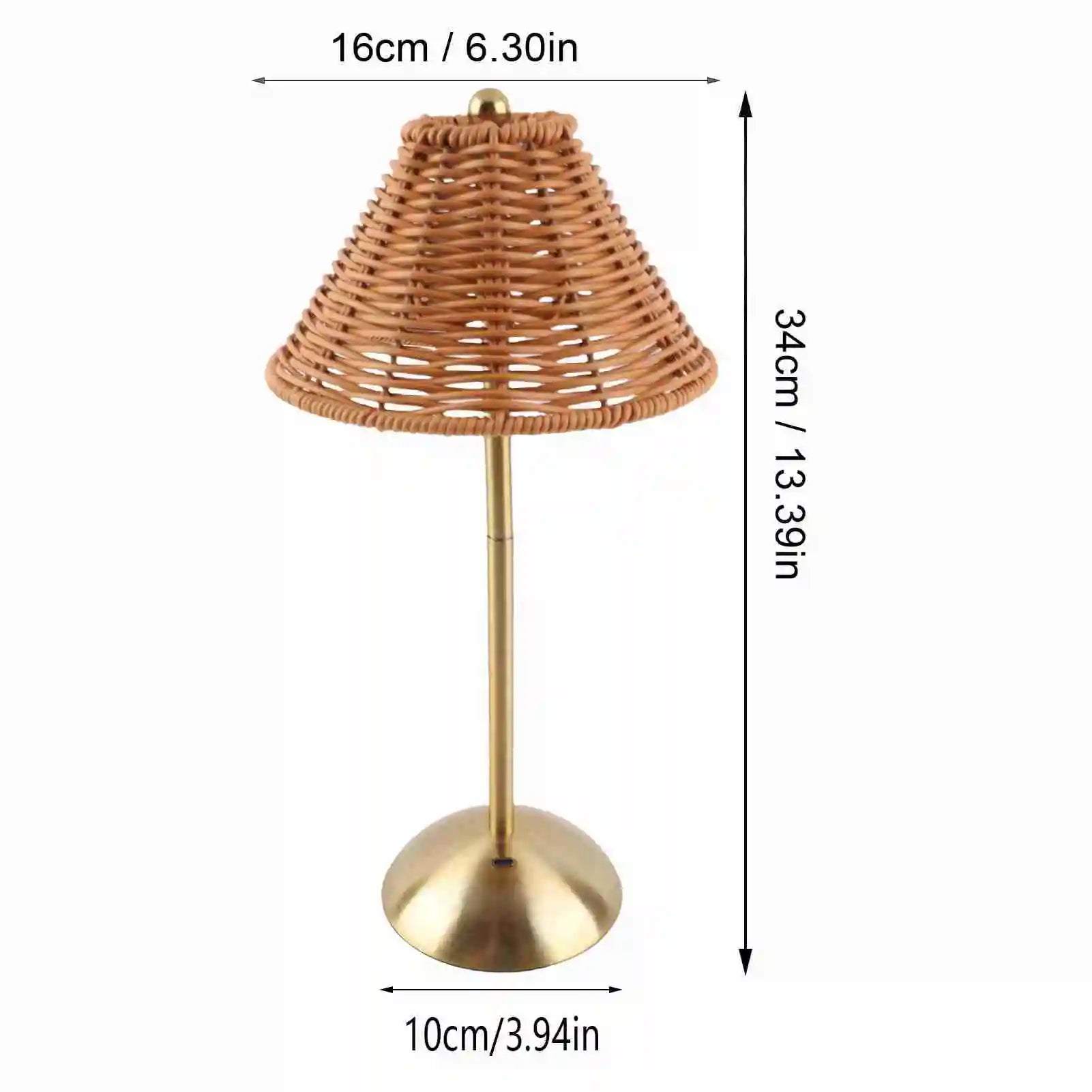 Cordless Boho Rattan Table Lamp – Dimmable LED, USB-C Rechargeable, Home & Restaurant