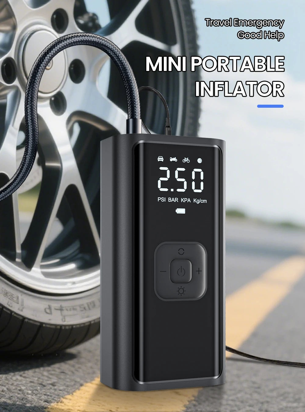 Portable Car Tire Inflator – 150 PSI Fast Air Compressor for Cars, Motorcycles, Bikes & Balls