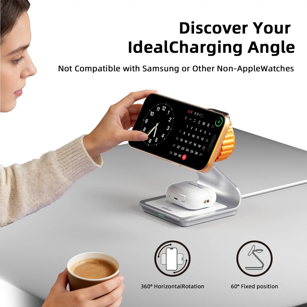 AICO Magnetic 3 in 1 Wireless Charger for iPhone 17/16/15/13/14/12 30W Wireless Charging Station for Apple Watch/AirPods Pro
