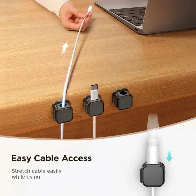 Adhesive Magnetic Cable Clips – Wire & Cord Organizer for Desk, Office & Home