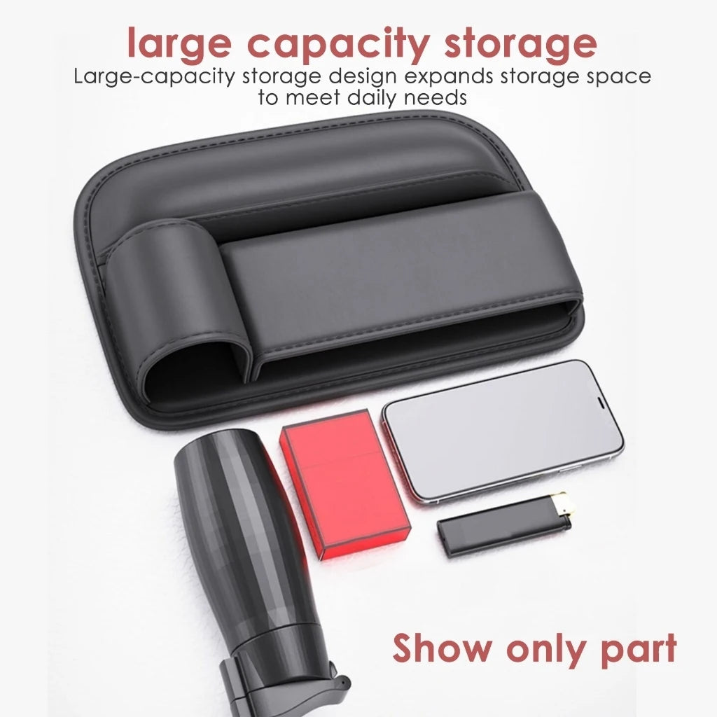 PU Leather Car Console Crevice Storage Box – Seat Gap Organizer with Cup Holder