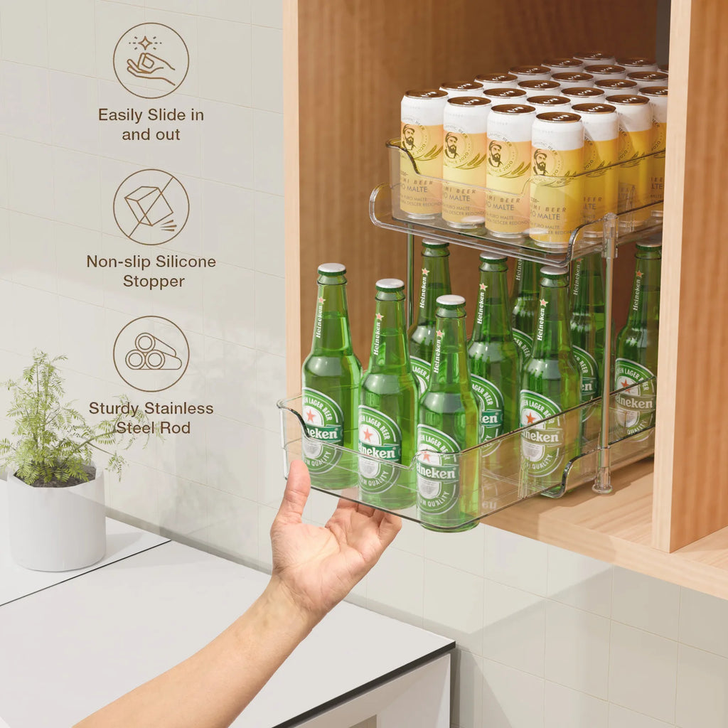 2-Tier Under-Sink Organizer – Sliding Acrylic Cabinet Basket for Kitchen & Bathroom