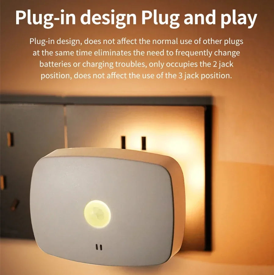 Motion Sensor LED Night Light – Smart Infrared Wall Plug, EU/US, 3 Colors
