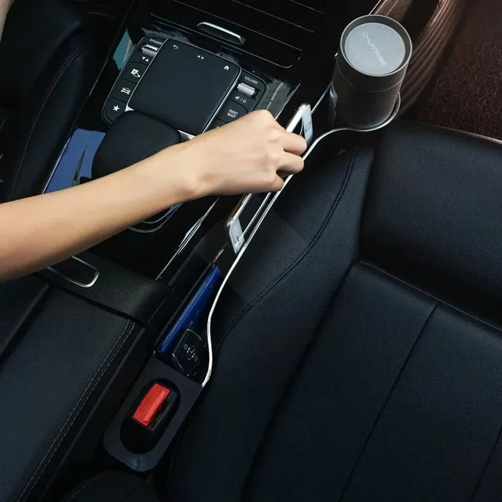 Car Seat Gap Filler Organizer 2-Pack – with Cup Holder & Phone Holder, Universal Fit