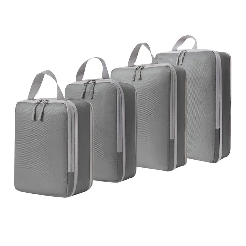 4-Piece Compression Packing Cubes Set – Waterproof Travel Luggage Organizers (S/M/L/XL)
