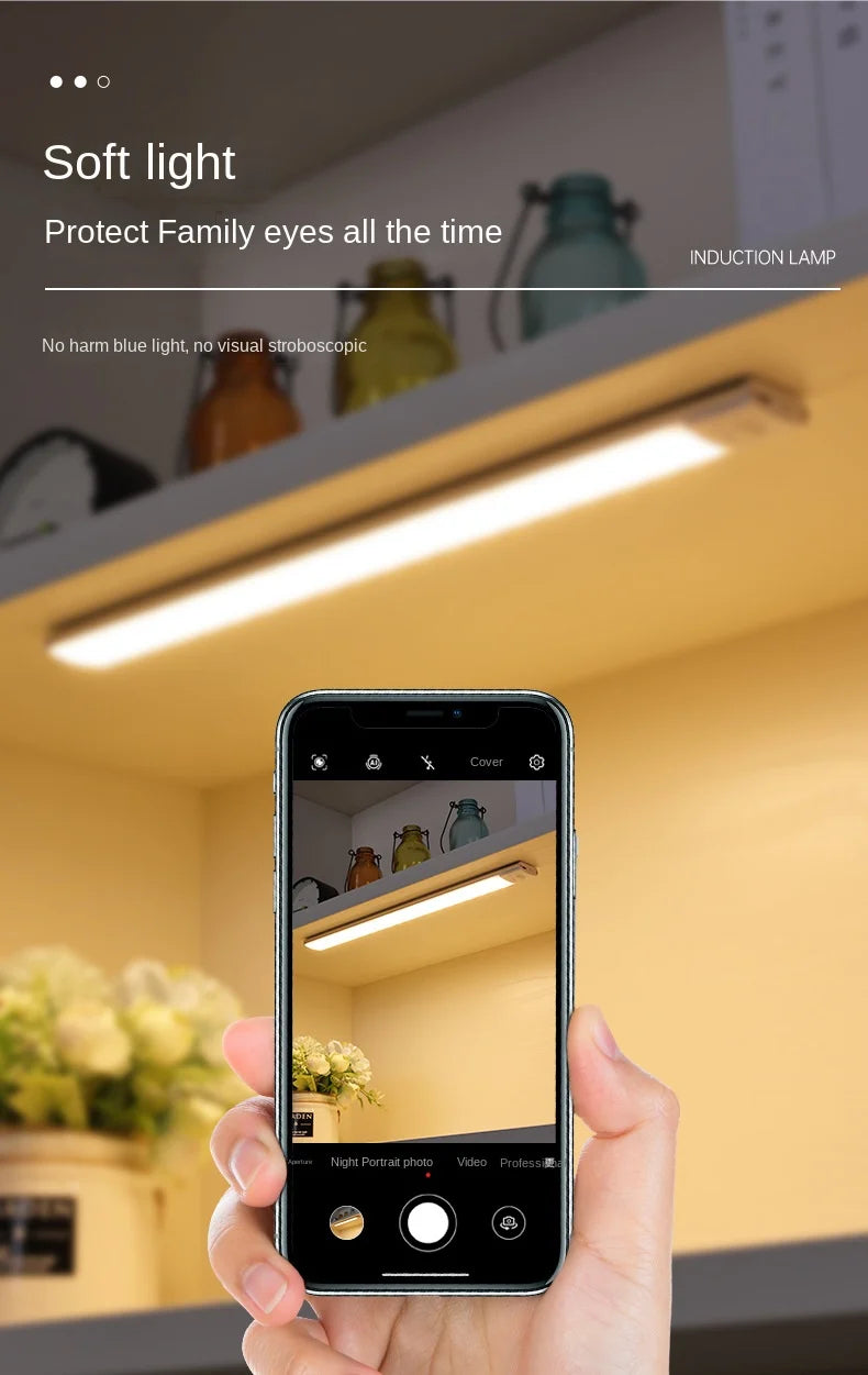 Wireless LED Cabinet Light – Motion Sensor, USB Rechargeable, 3-Color