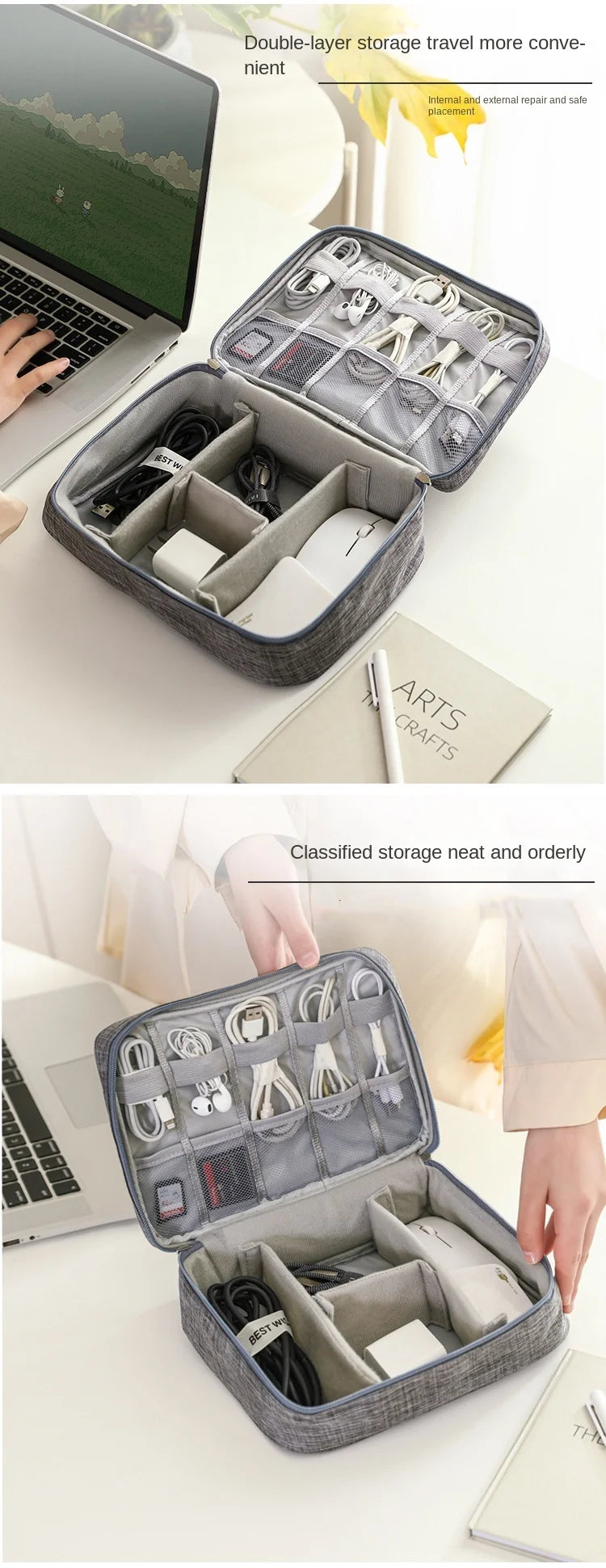 Waterproof Oxford Cable Storage Bag – Portable USB & Charger Travel Organizer