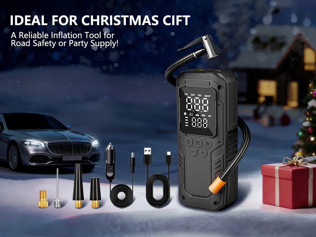 CHPOWKIT Wireless Tire Inflator – 150 PSI, Built-in Battery, Power Bank & Auto-Stop