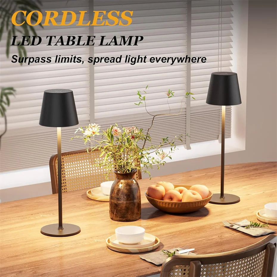 Cordless LED Table Lamp – USB Rechargeable, 3-Color Dimming, Touch Control