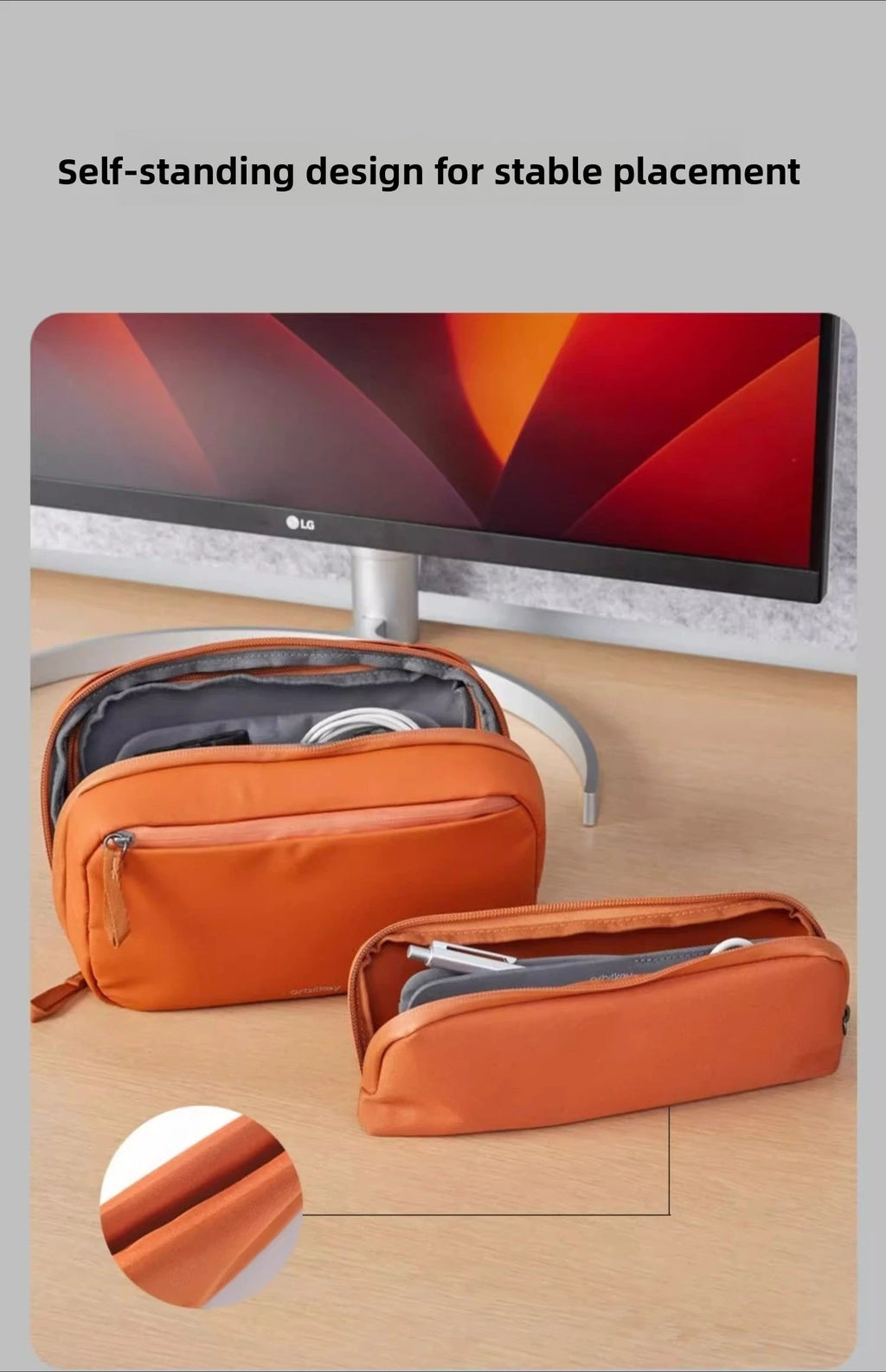 2-in-1 Tech Organizer Pouch – Detachable Double-Layer Cable & Electronics Storage Bag
