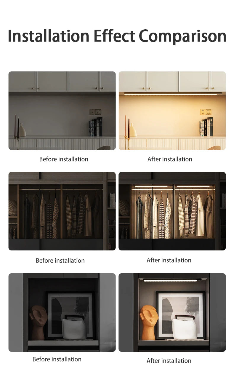 Wireless LED Cabinet Light – Motion Sensor, USB Rechargeable, 3-Color