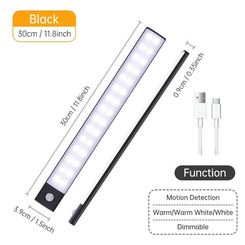 Wireless LED Cabinet Light – Motion Sensor, USB Rechargeable, 3-Color