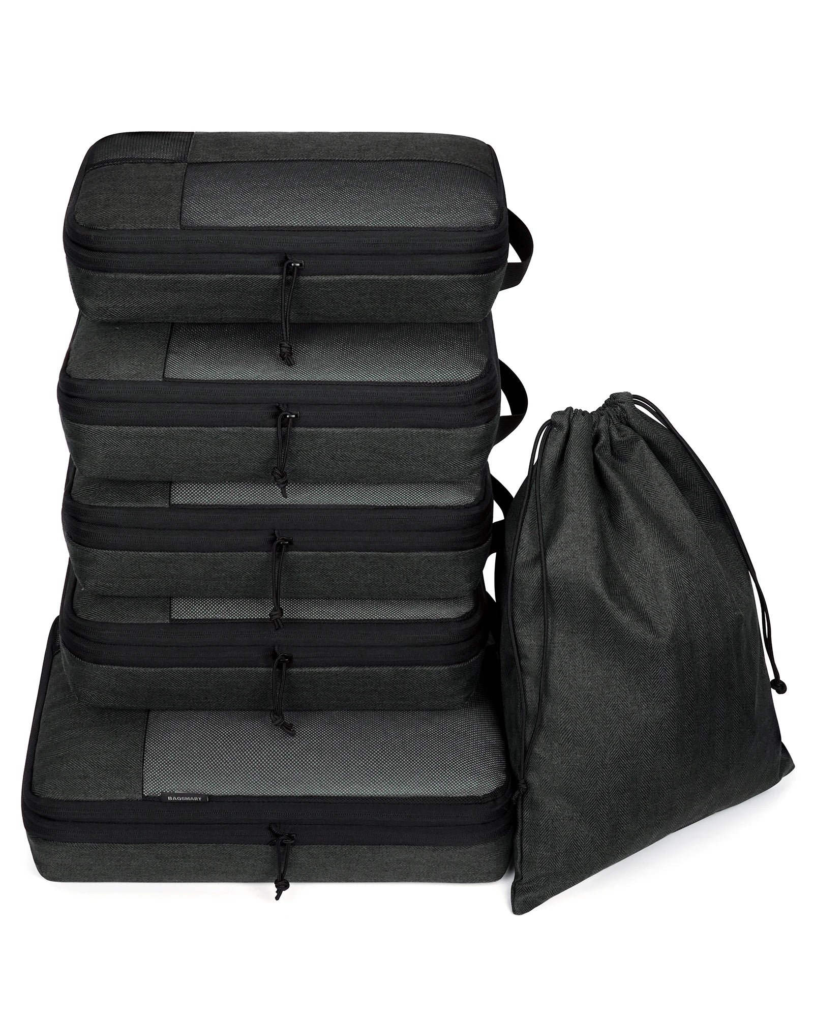 BAGSMART 6-Piece Compression Packing Cubes Set – Expandable Travel Luggage Organizer with Shoe Bag