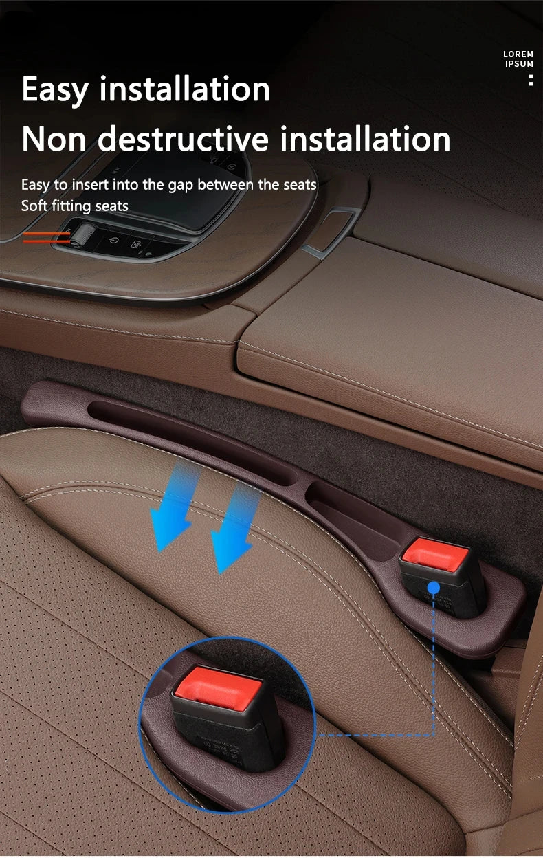 Waterproof Car Seat Gap Filler Strip 2-Pack – EVA Plug with 2 Grooves, Seatbelt-Safe