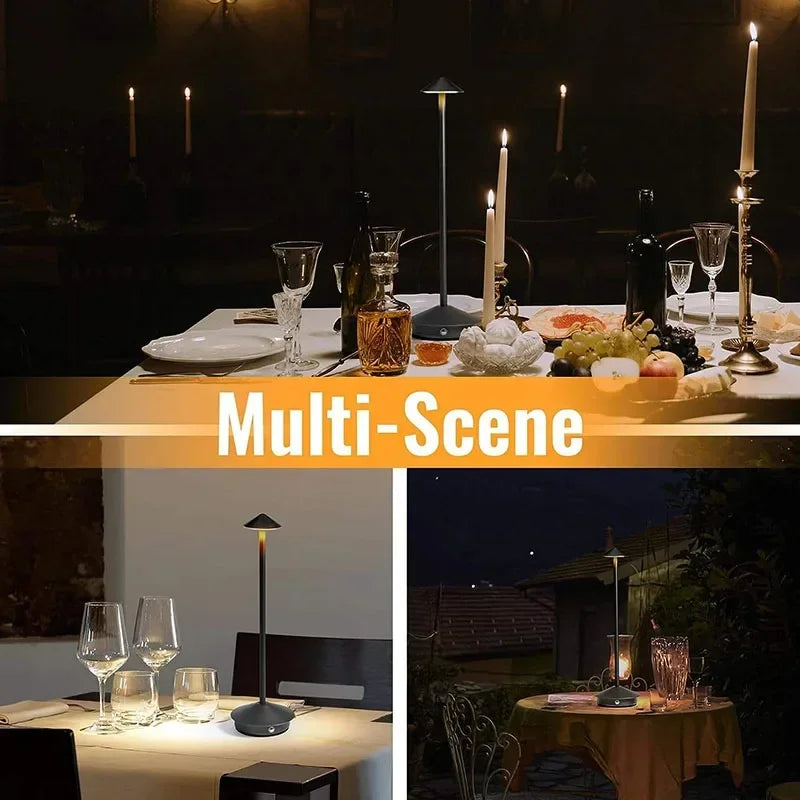 Cordless LED Table Lamp – Rechargeable, Touch Dimmable, Waterproof, Indoor & Outdoor