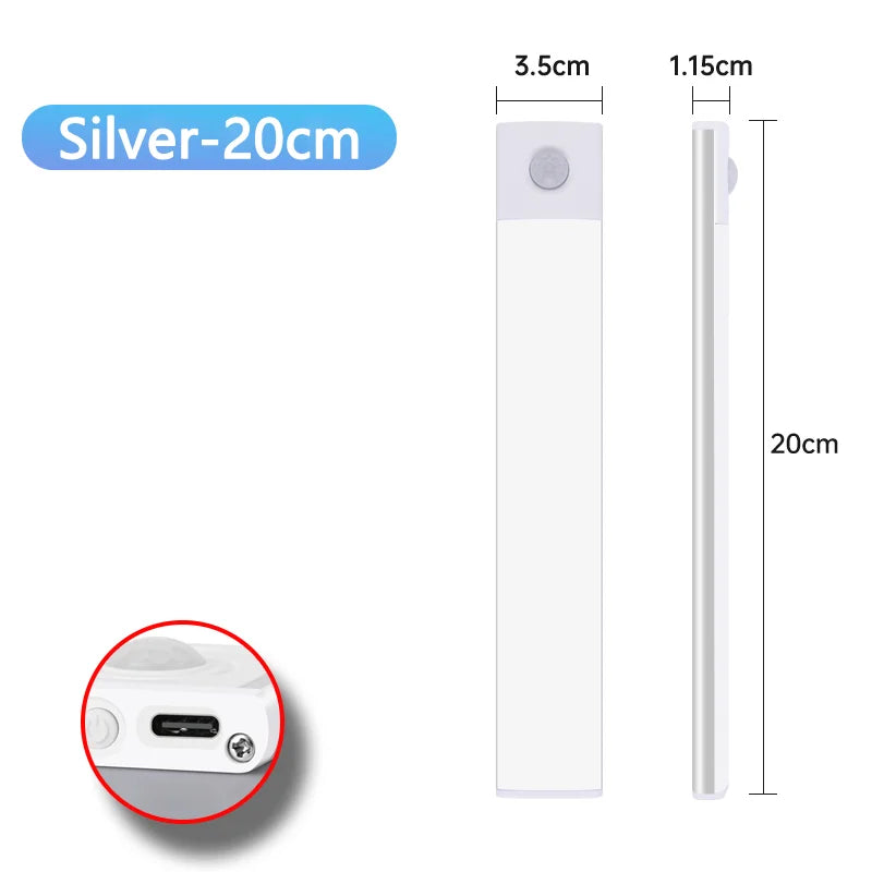 Slim Magnetic LED Strip Light – Motion Sensor, USB Rechargeable, 3-Color