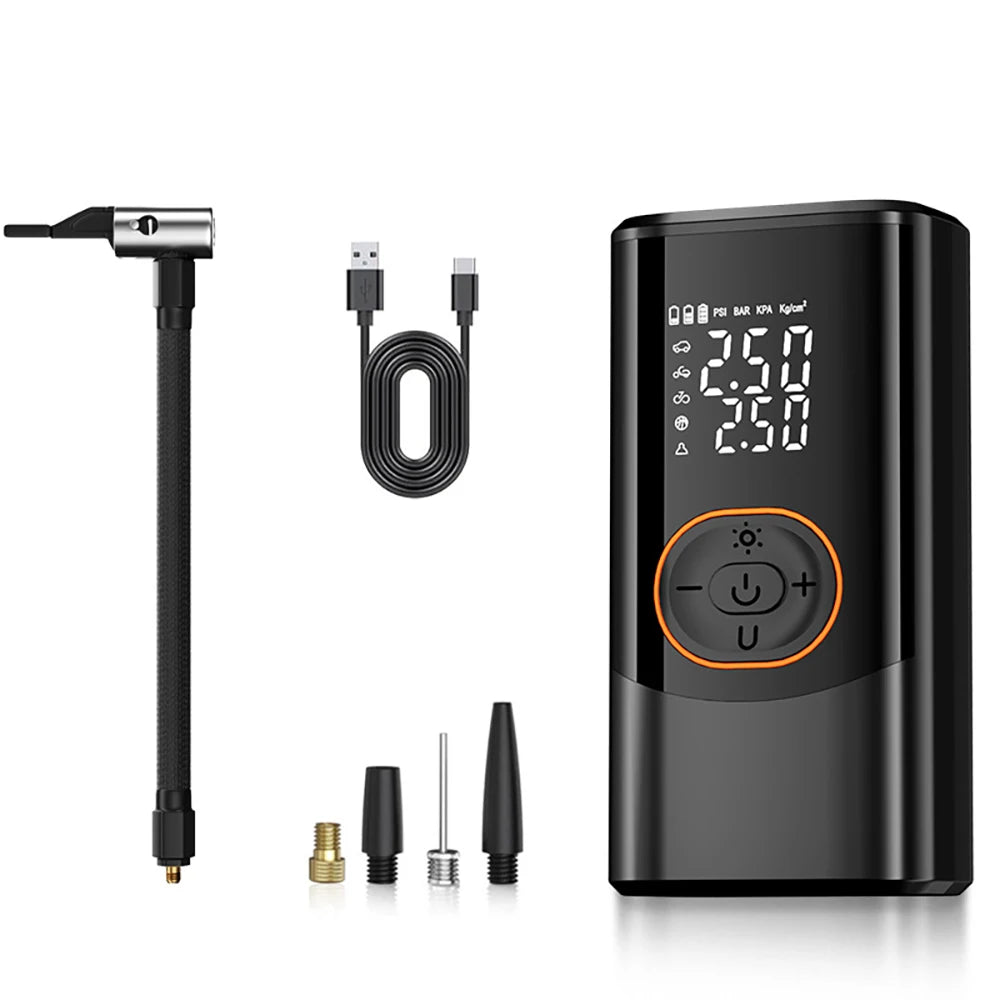 Cordless Tire Inflator – Dual LED Display, 4 Preset Modes, Auto Shut-Off, Fast Inflation