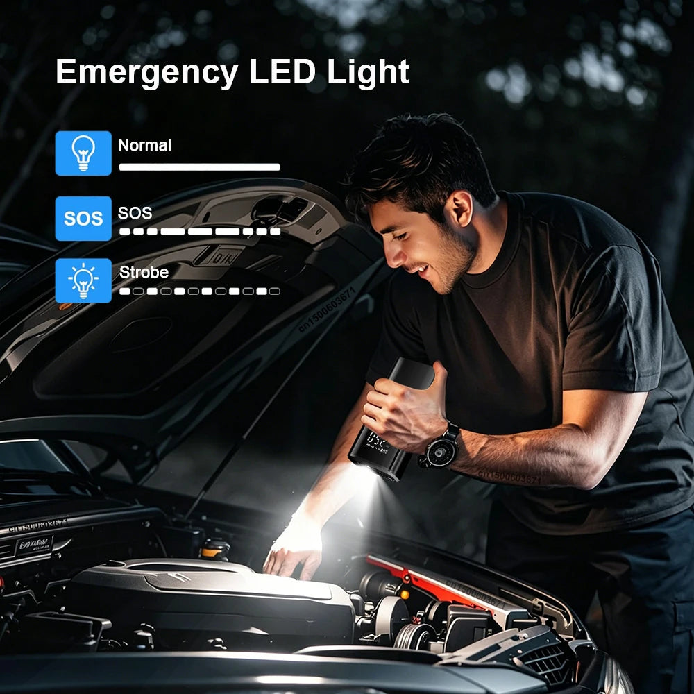 Cordless Tire Inflator – Dual LED Display, 4 Preset Modes, Auto Shut-Off, Fast Inflation